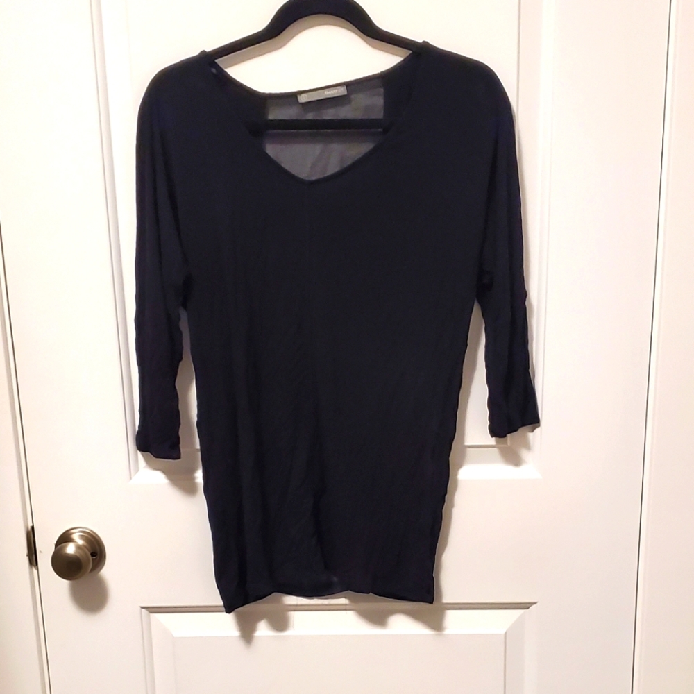 12/$30 🖤 sheer panel black top sparkle detail - sz med